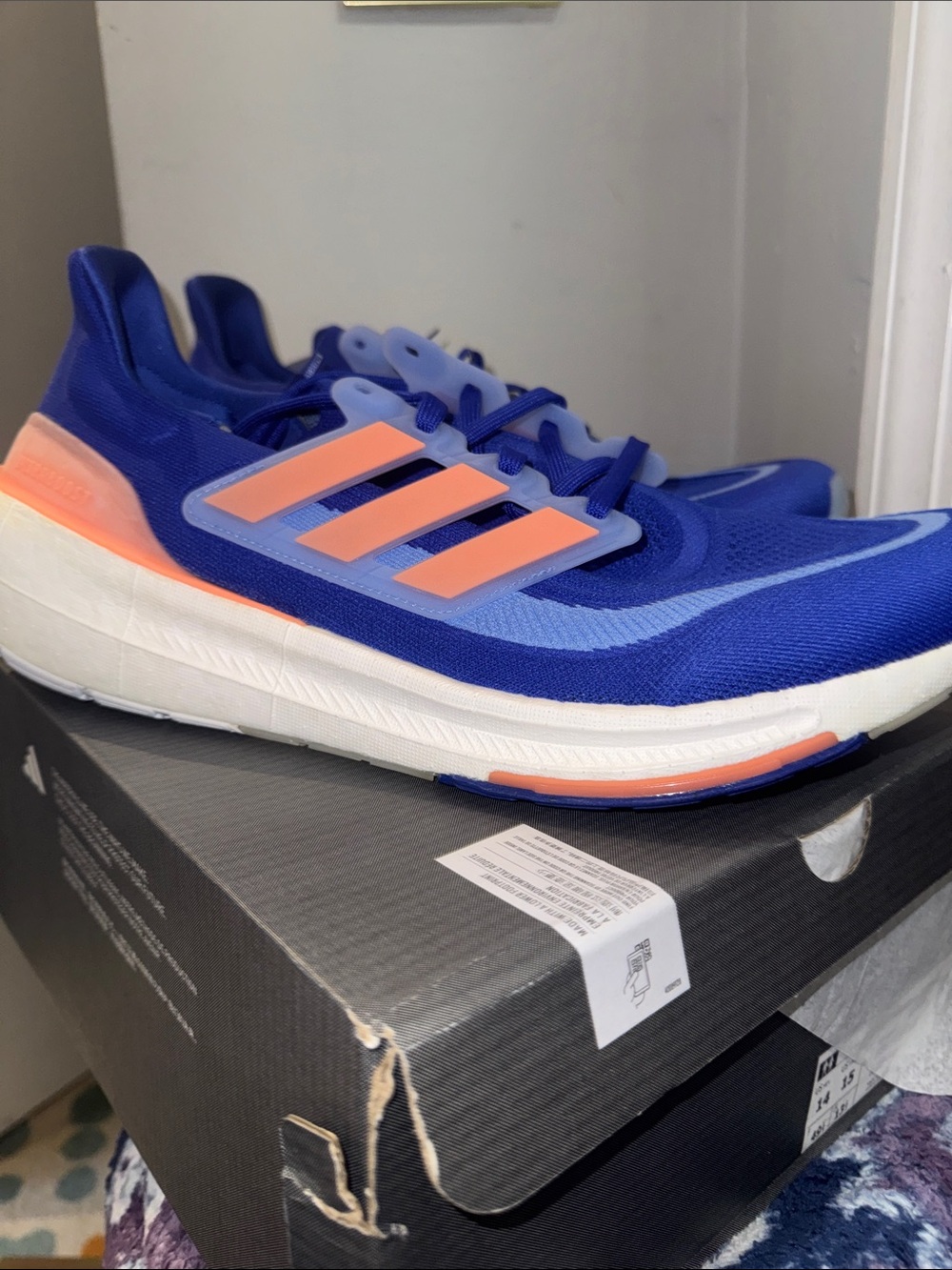 adidas Kids Blue Sneakers with Coral Accents